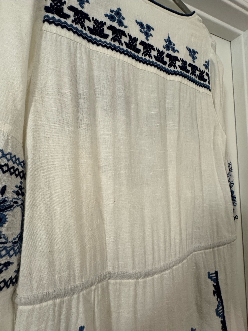 Free People White Knit Dress with Blue Embroidery - Picture 14 of 16